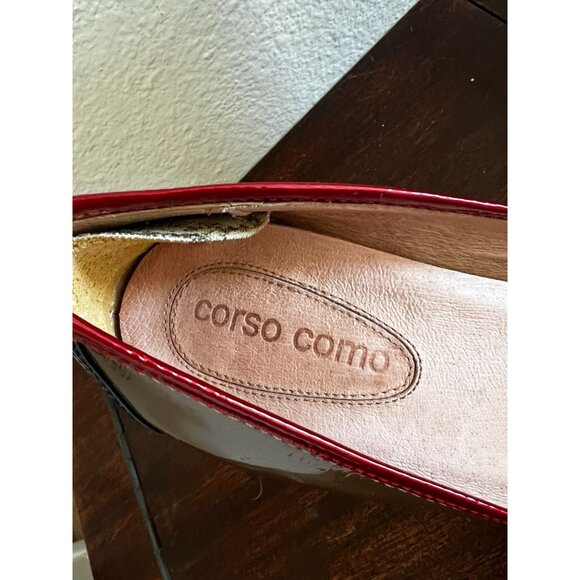 Corso Como Womens Patent Leather Heels 7.5N Red Trim Chunky Brazil - Picture 2 of 11